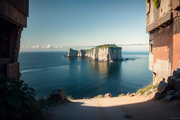 A view of the ocean from the cliffs of mont saint michel