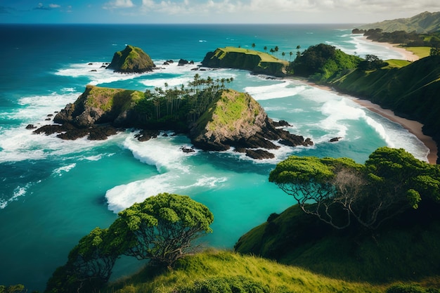 A view of the ocean from the top of the hill.