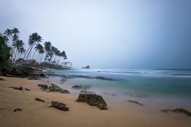 View on ocean during rain in sri lanka