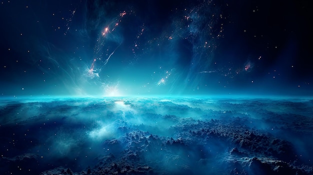 写真 宇宙からの地球の景色 宇宙の銀河と星雲