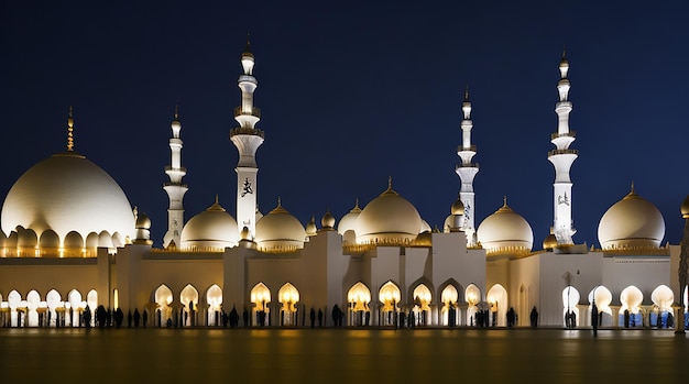 Фото Вид знаменитой мечети шейха заида в абу-даби ночью