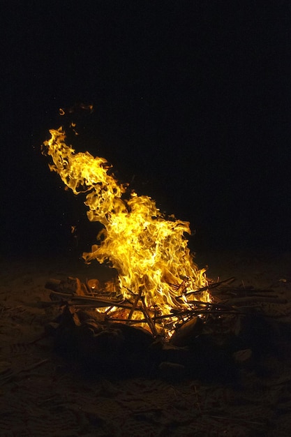 사진 밤 에 조명 된 불 들 의 모습