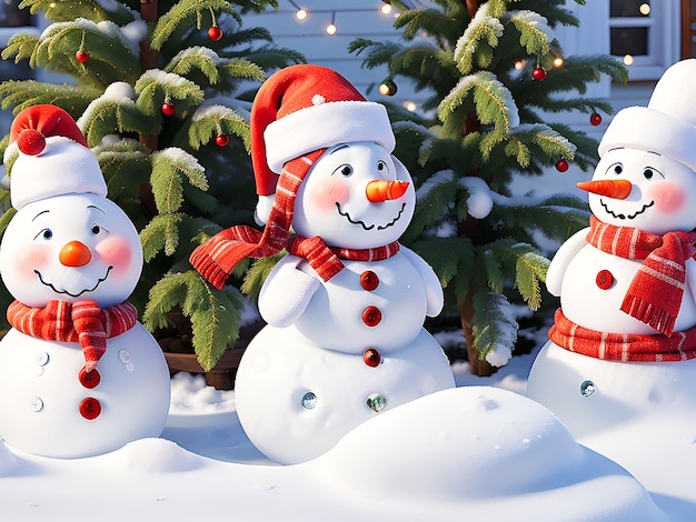 写真 クリスマス 祝い の ため の 雪人 の 景色