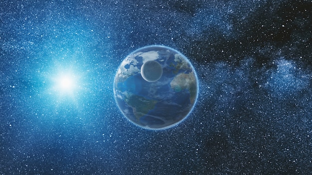Фото Вид на планету земля и звездное небо