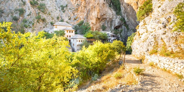 View of the old Blagaj monastery in Bosnia and Herzegovina