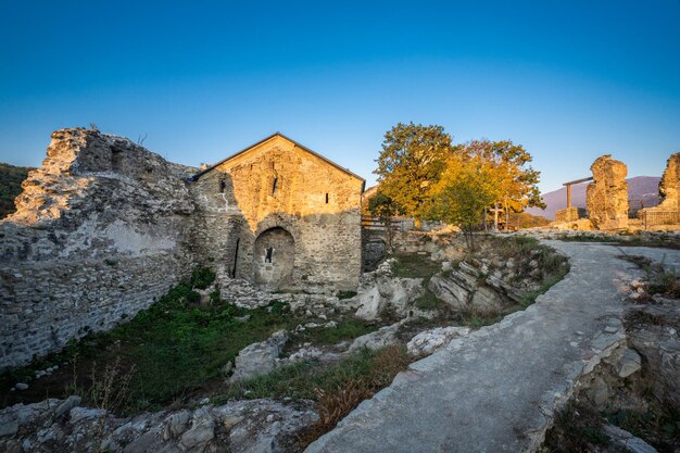 View of old building against blue sky ujarma kakheti georgia