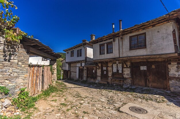 View of old building against blue sky