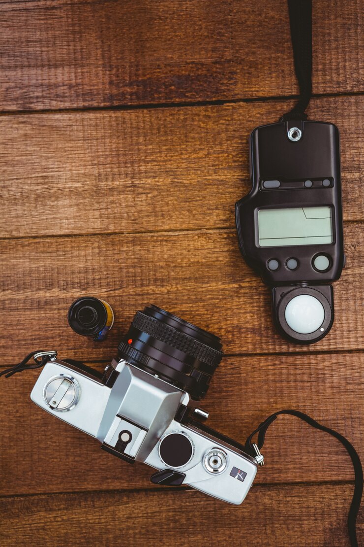 फोटो view of an old camera with photo flash