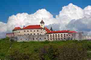 Photo view to the old castle in sunny day