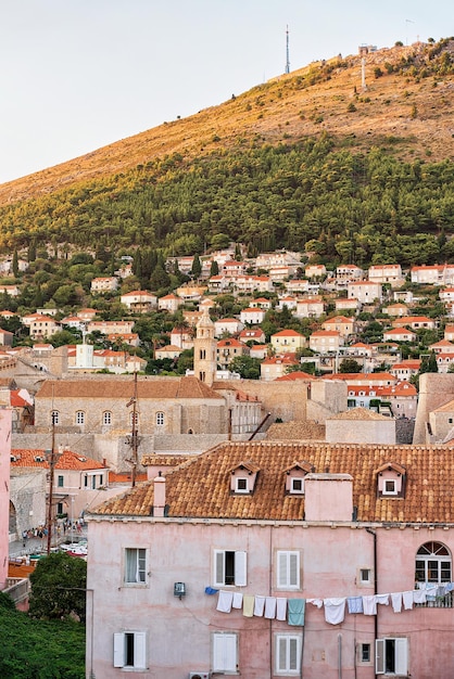 View on Old city of Dubrovnik and red roof tile, of Croatia