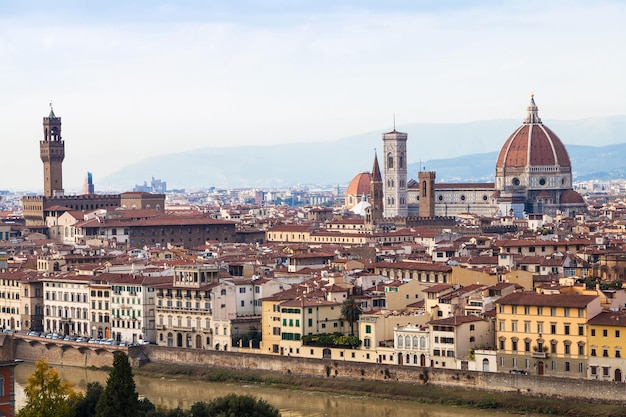 Above view of old district in Florence city