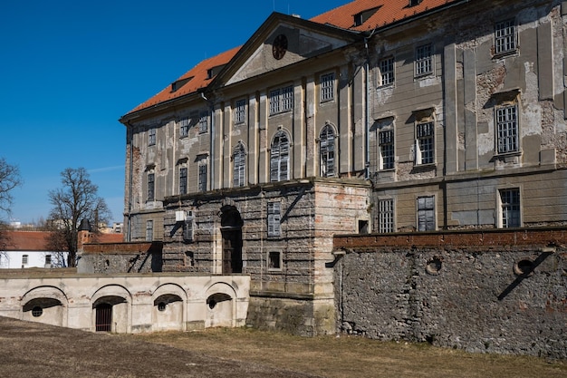 Photo view to old fortress and castle in small town holic in slovakia