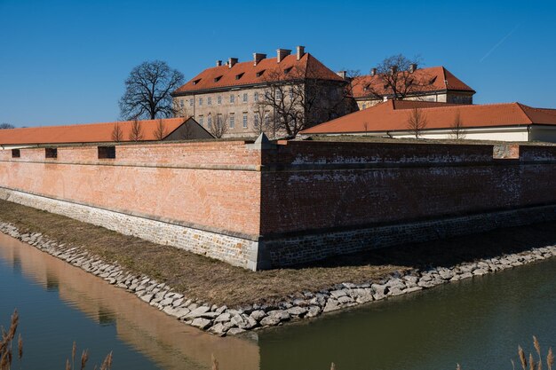 Photo view to old fortress and castle in small town holic in slovakia