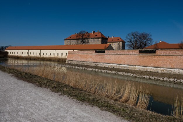 Photo view to old fortress and castle in small town holic in slovakia