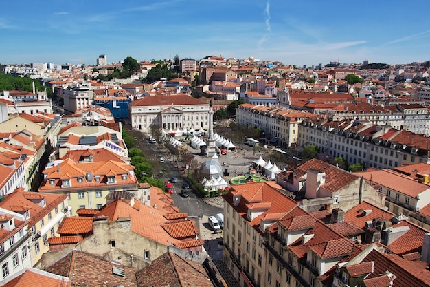 The view on old Lisbon city Portugal