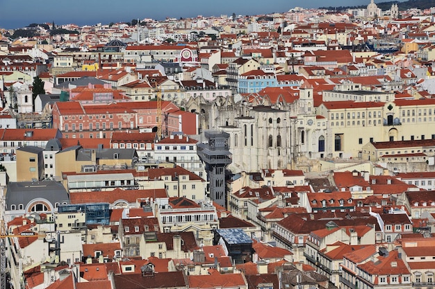 The view on old Lisbon city Portugal