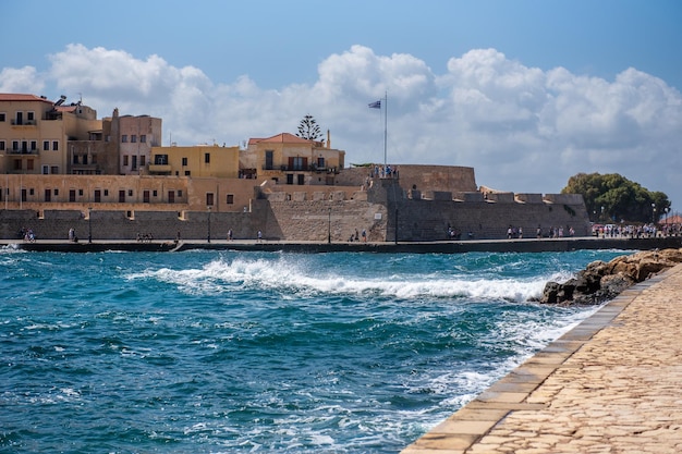 View of the old port of Chania Crete Greece