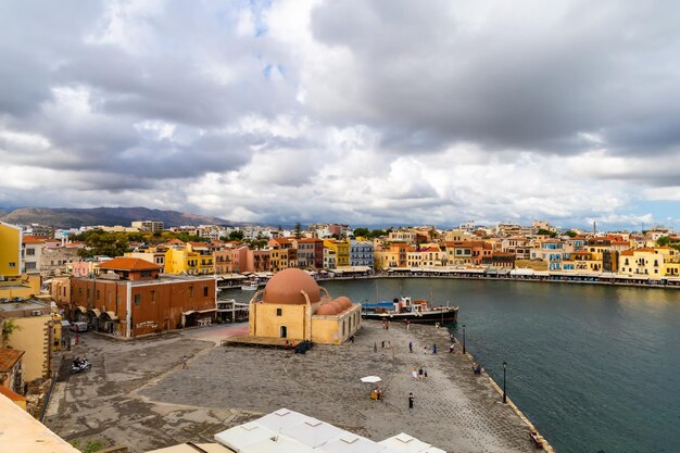 View of the old port of Chania Greece