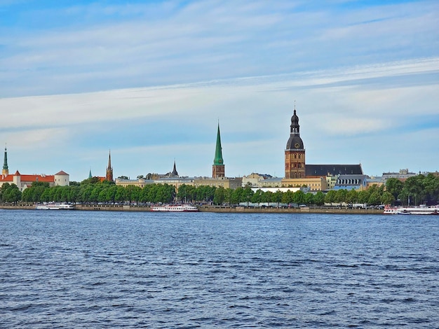 View of old Riga from the Daugava river Latvia