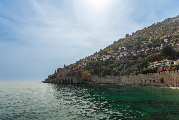 Photo view of the old shipyard from the sea in alanya turkey