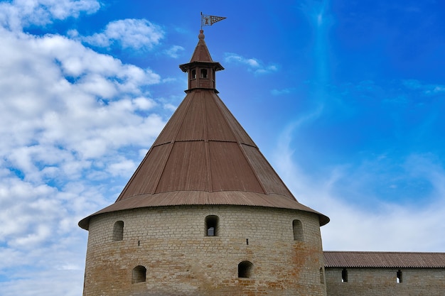 View of the old stone fortress with a watchtower