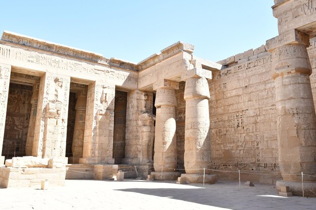 View of old temple against clear sky