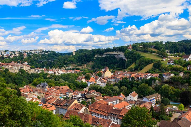 View of the old town of Fribourg Switzerland