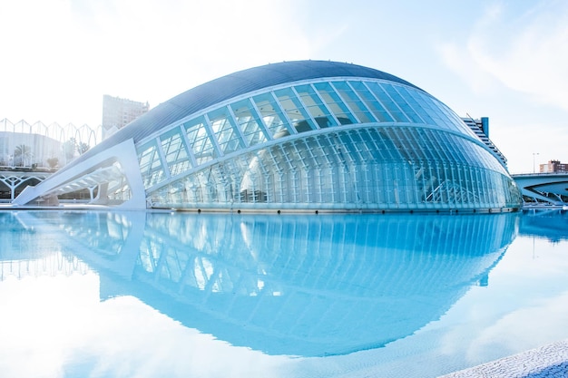 a view on one of the buildings of the city of arts and sciences in valencia spain