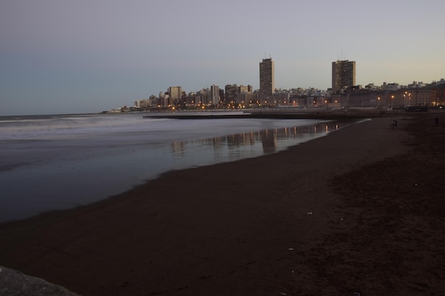 View of one of the most popular beaches of Mar del Plata City Argentina