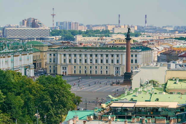 View of the Palace Square from the colonnade of St. Isaac's Cathedral in St. Petersburg.