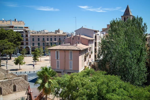 View on Palma de Mallorca ancient houses and buildings