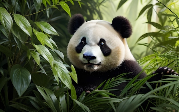 View of a panda bear in nature