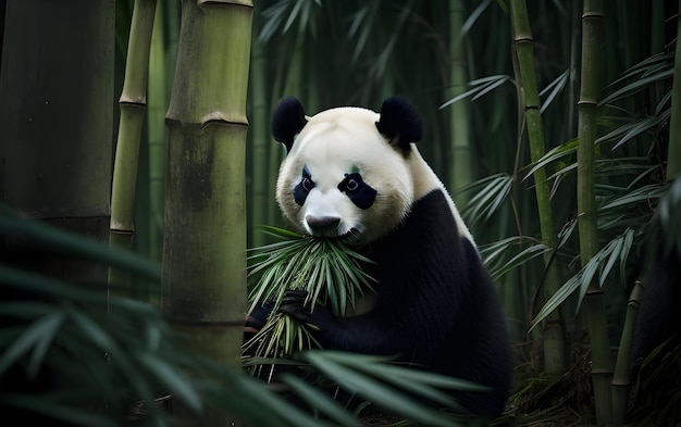 View of a panda bear in nature