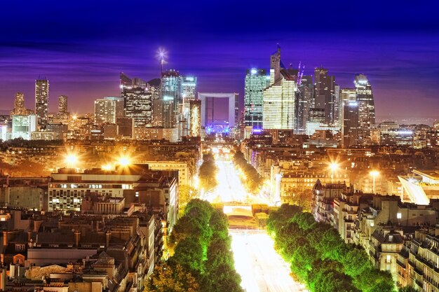 View of Paris from the Arc de Triomphe.  Defans Area.Paris. France.