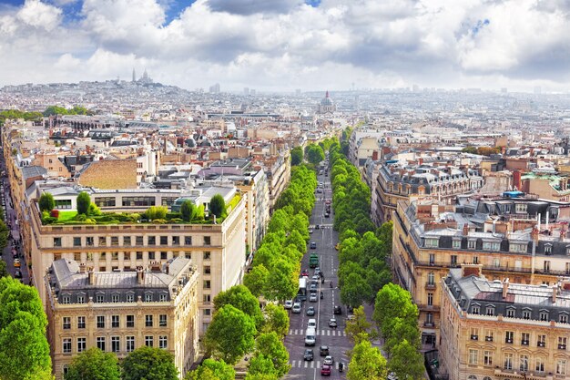 Photo view of paris from the arc de triomphe.  .paris. france.