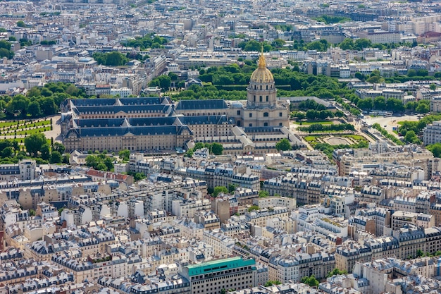 View of Paris and Les Invalides from the Eiffel tower France