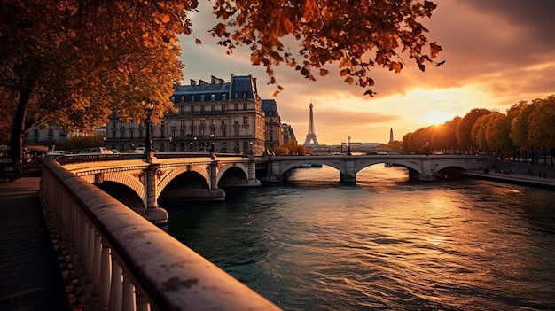 夕暮れのパリの景色 フランス