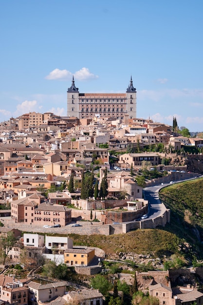 View of part of the city of Toledo with the Alcazar at the top