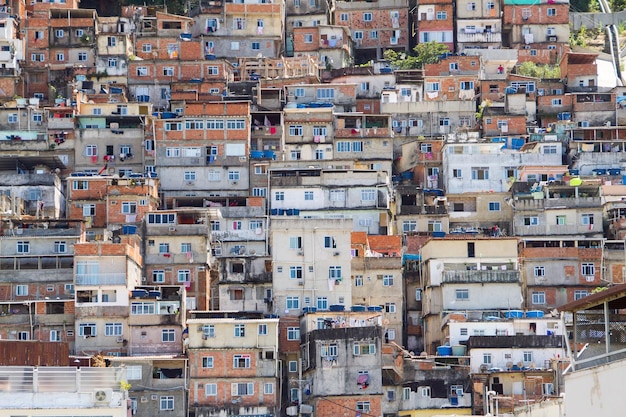 View of the peacock favela in the Copacabana neighborhood in Rio de Janeiro Brazil