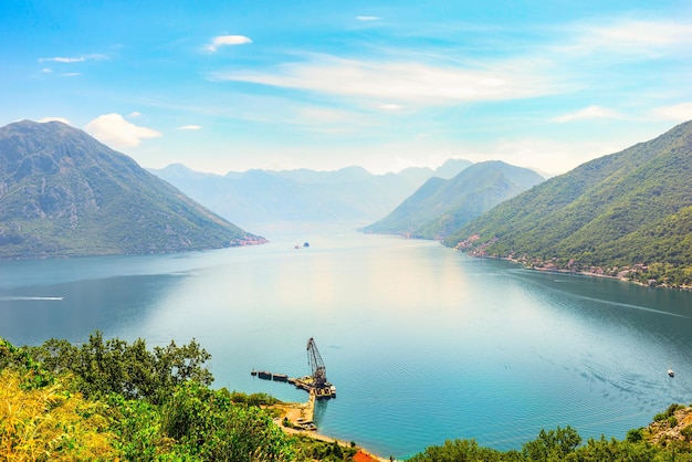 View of Perast and Kotor bay from above, Montenegro