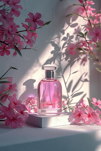 View of the perfume bottle mockup image