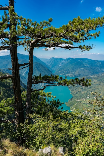 View at Perucac lake and river Drina from Tara mountain in Serbia