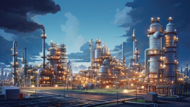 Photo view of petrochemical industry or refinery plant