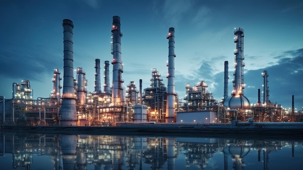 Photo view of petrochemical industry or refinery plant