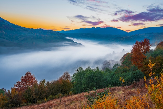 View of picturesque mountain valley with blue sky