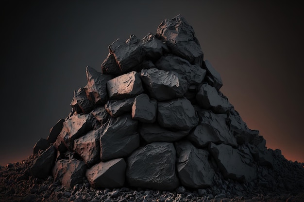 View of a pile of black coal up close mineral resources