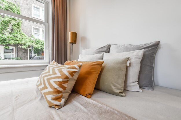 Photo view of pillows on bed