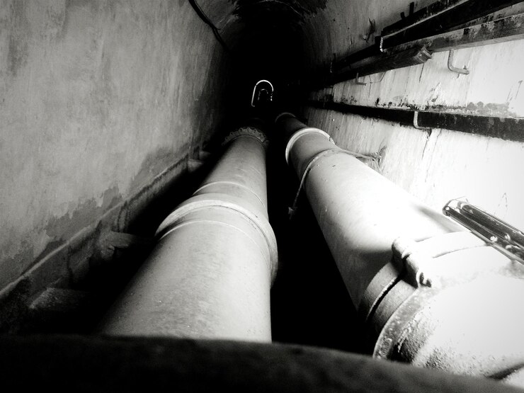 Photo view of pipeline in tunnel