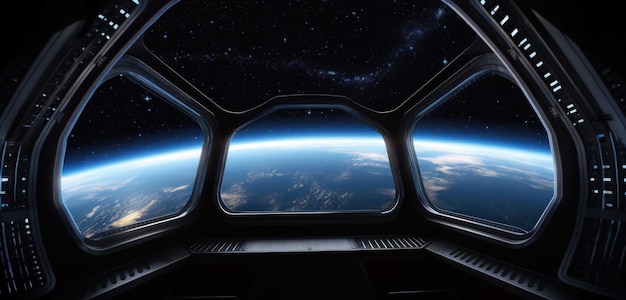 A view of the planet earth from a spaceship window.