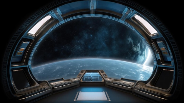 A view of the planet earth from a spaceship window.